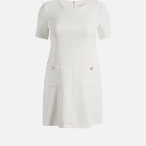 Eliza J Cream Short Sleeve Midi Dress